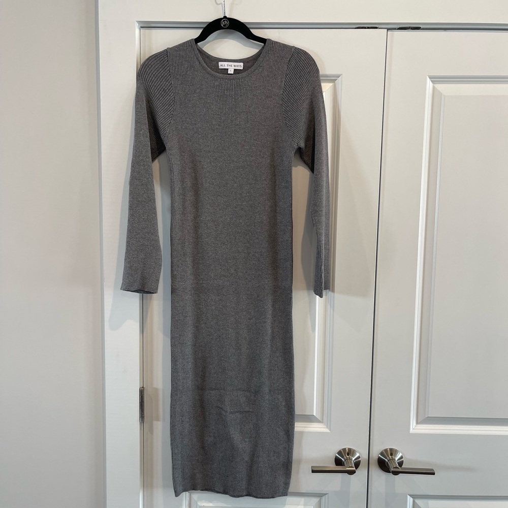 Revolve- All the Ways- McKena Midi Dress in Gray Size Large - Picture 4 of 9